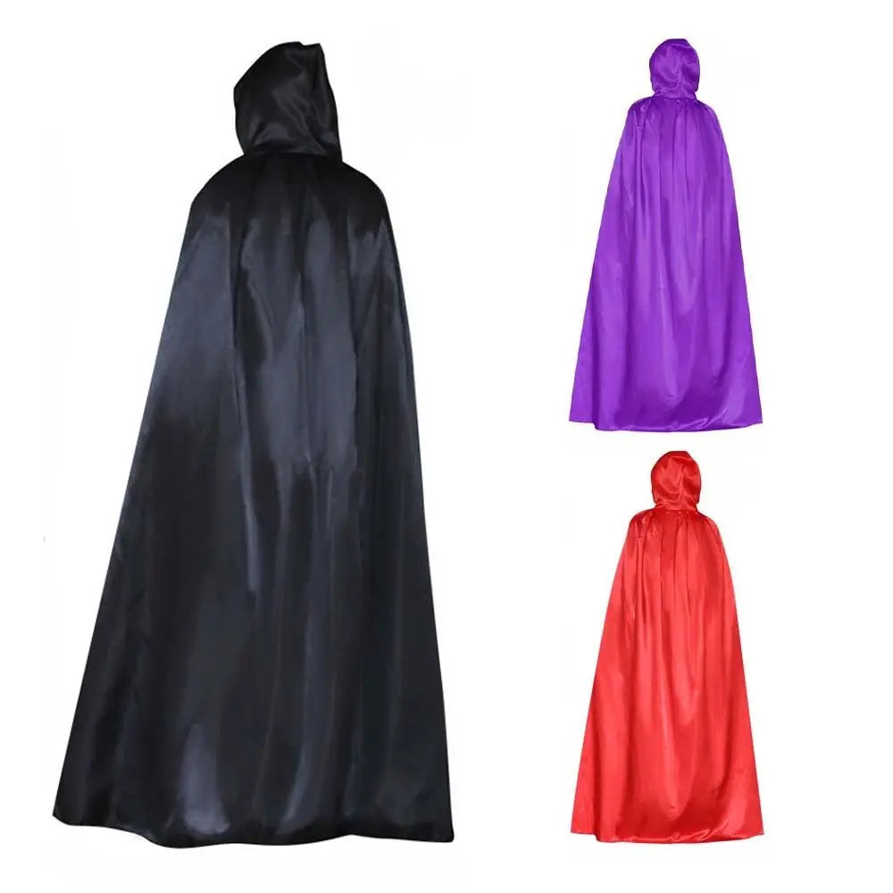 Fashion Solid Color Halloween Cloak with Big Hat Classic Grim Reaper Cloak Dress Up Hooded Cape Witch's Cloak Halloween Party