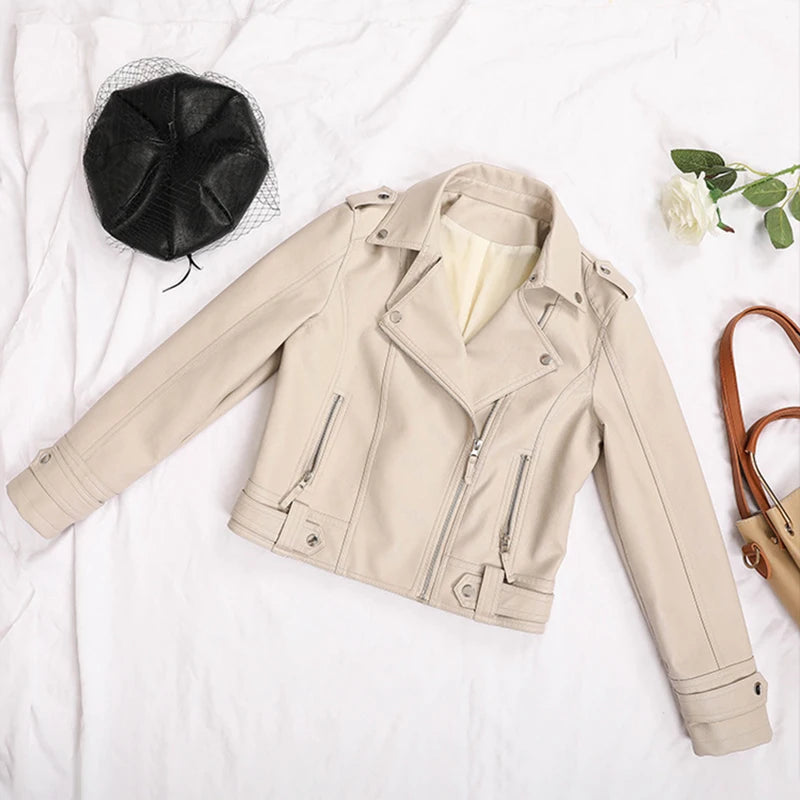 Black Faux Leather Jacket Women Y2K Retro Moto Biker Windproof Pu Leather Jackets Korean Street Cropped Outerwear Woman Clothes