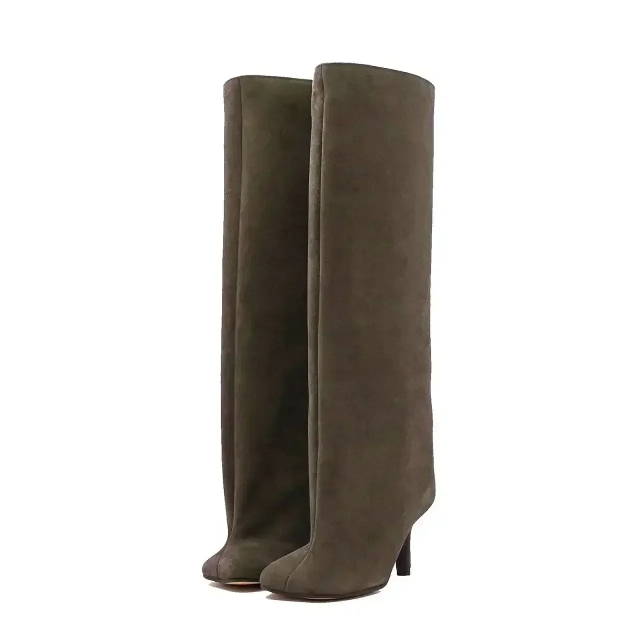 2025Women's Autumn and Winter New Slim Fit High Heels Knee High Boots Fashionable Plus Size Medium Long Boots Knight Boots