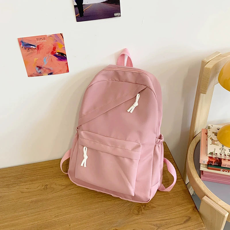 School Large Capcity Nylon Solid Color Backpack Handbag Pencil Case Casual Fashion Shoulder Bag For Women