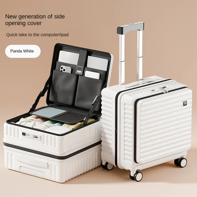 Front Opening 18/20 inch Suitcase Cabin Luggage Small 16 inch Short Trip Bag Ultra-light Aluminium Frame Luggage Large Capacity