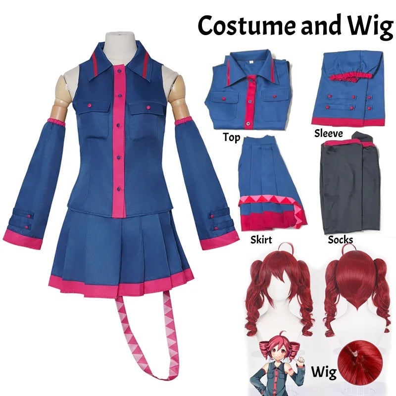 Kasane Teto Cosplay Costume Blue Uniform Dress Vtuber Vocaloid Idol Outfit Women Halloween Anime Party Role Play Suit