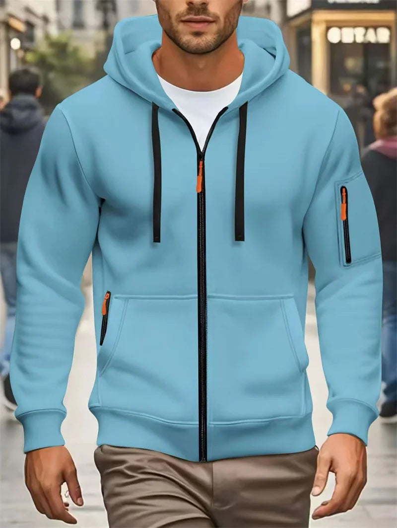 Men's Autumn Winter Hoodies Long Sleeve Sweatshirt Zipper Design Hooded Sweatshirt Men Sportswear Slim Fit Casual coat men tops