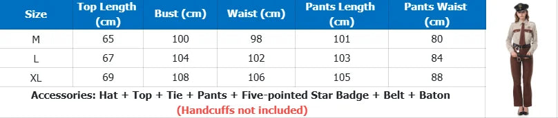 Unisex Sheriff Cosplay Costume Police Uniform Full Set Long Sleeve Halloween Carnival Party Stage Performance Dress Outfits