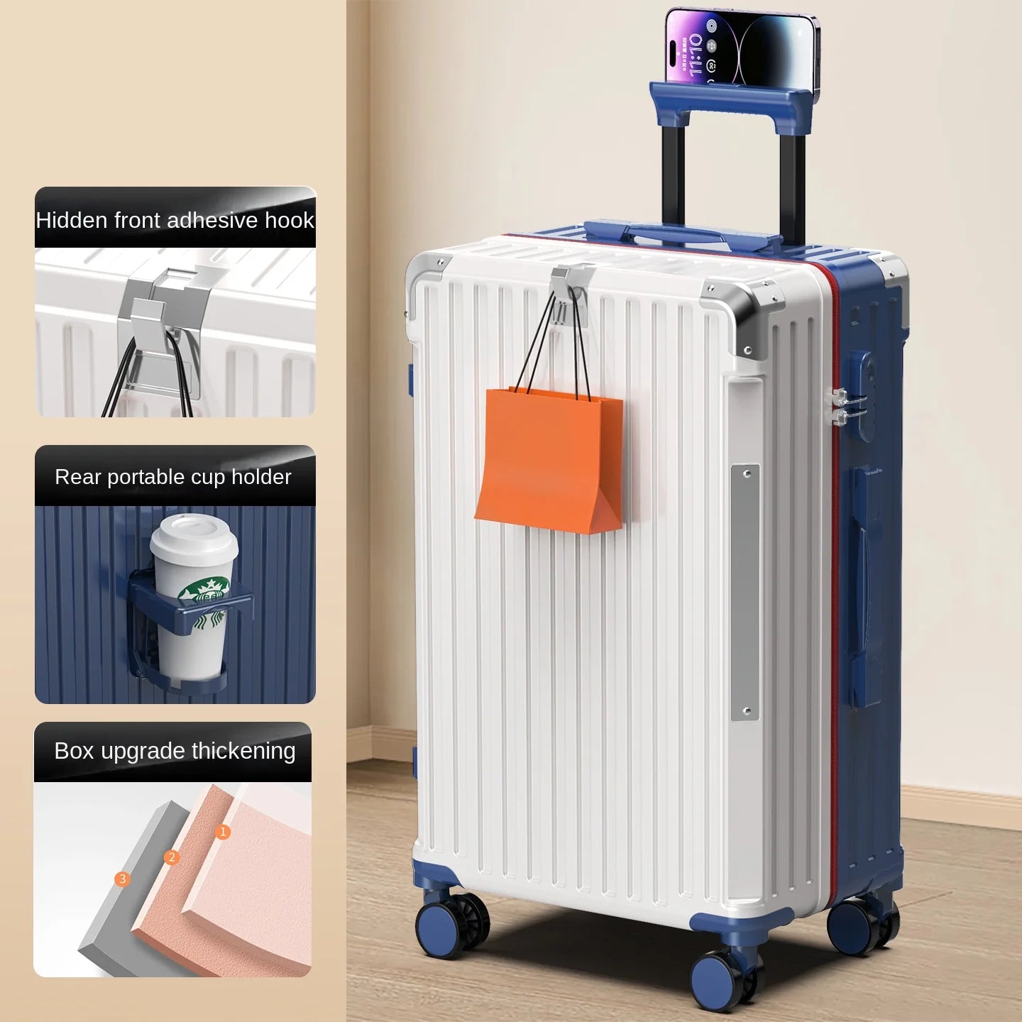 28/30 inch Large-capacity Luggage Lightweight Aluminium Frame Trolley Case 20 inch Can Boarding Zip Model Suitcases on Wheels
