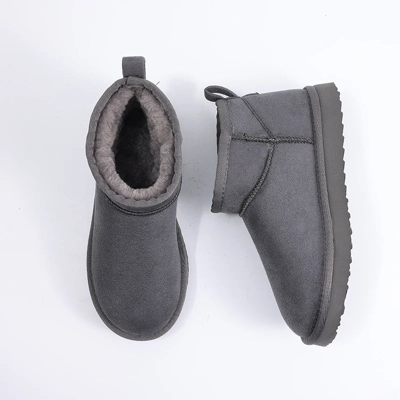 Luxury Winter Short Plush Snow Boots Cotton Shoes New Anti-suede Women Boots Casual Flat Nonslip Cotton Boots Mini Fur Boots