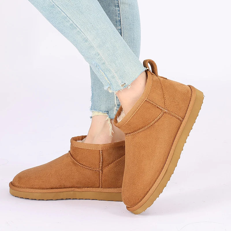 Luxury Winter Short Plush Snow Boots Cotton Shoes New Anti-suede Women Boots Casual Flat Nonslip Cotton Boots Mini Fur Boots