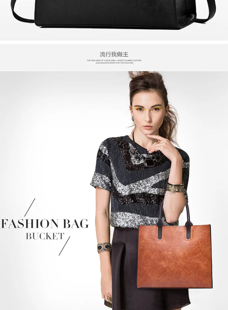 Large Capacity Women's Casual Tote Bag Women Leather Handbags Ladies Square Shoulder Bag Bolsas Femininas Fashion Crossbody Bag