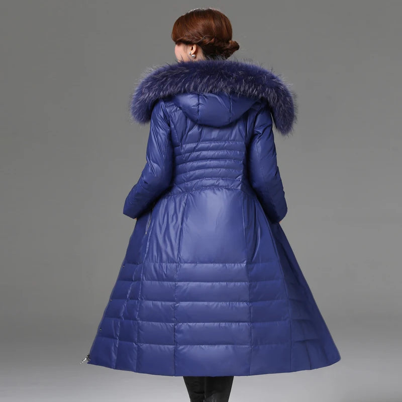 Shengyu Boya Middle-Aged and Elderly Women's Over-The-Knee Long down Jacket, Thickened Slim-Fit Coat for Mothers, New Style