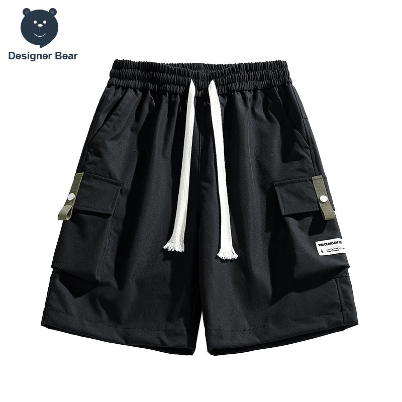 Brand Clothing Summer Men's Cargo Shorts Casual Baggy Multi-Pocket Drawstring Streetwear Sports Knee Length Bermuda Board Short