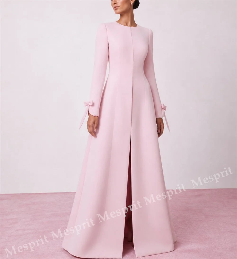 Customized Elegant Party Gown for Wedding O-Neck A-line Bow Long Dresses High Quality Women's Evening Gowns