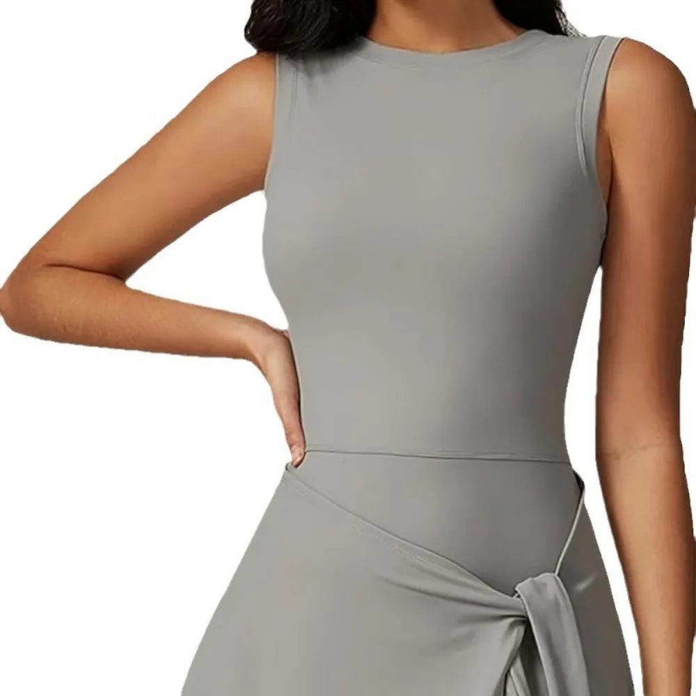 Tennis Dress for Women with Built in Shorts Womens Athletic Dresses Sleeveless Boat Neck Active Workout Skort Dress