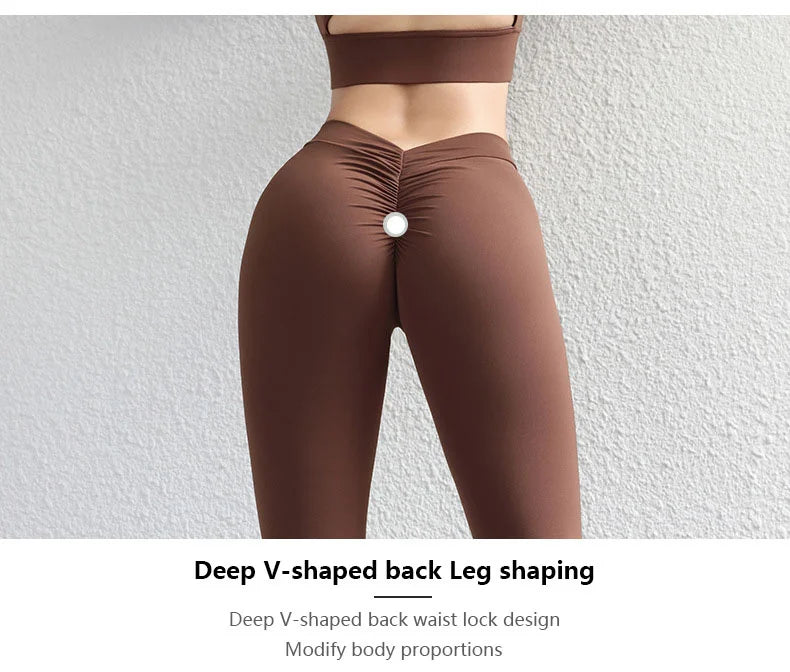 TRY TO BN Flare Leggings Gym Women Yoga Pants Back Waist V Scrunch Leggings Push Up Butt Lifting Fitness Sports Workout Clothes
