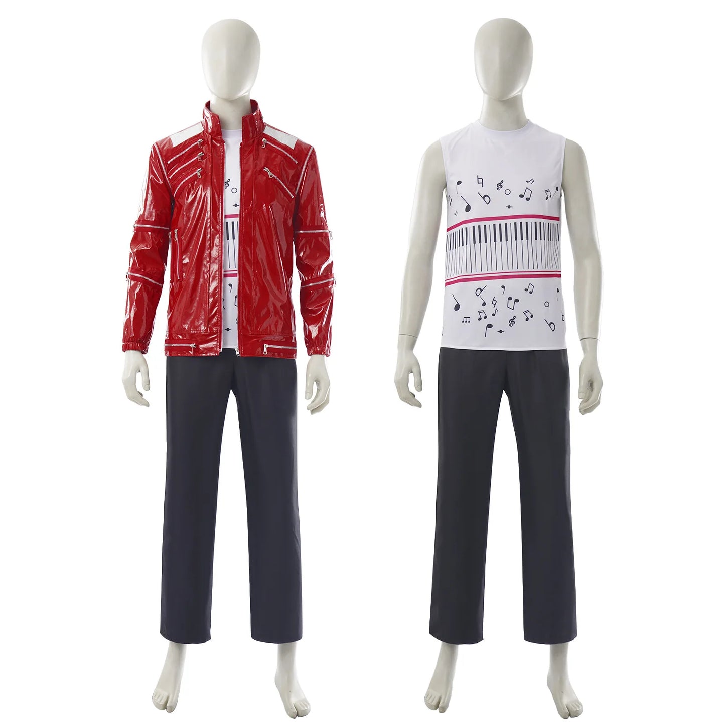 Red Zipper Michael Jackson MJ Beat It Jacket for Impersonators PU Leather Punk Casual Coat Halloween Stage Christmas Outwear