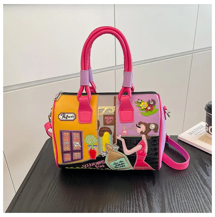 Design Patchwork Zipper 2026 Hot Sale Women's Bags Retro High Quality Women's Bags PU New Personality Stylish Shoulder Bags