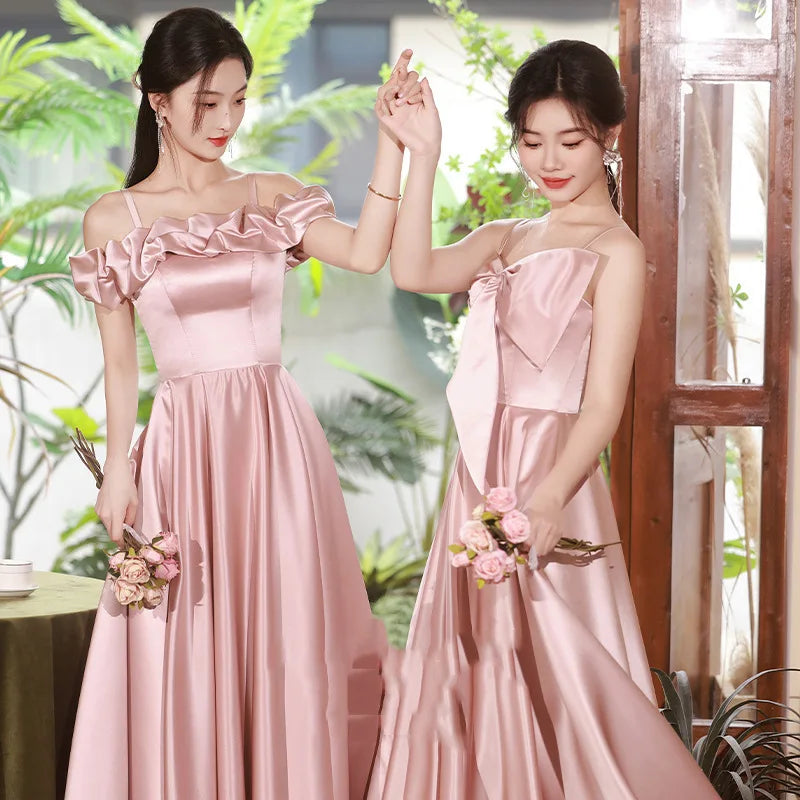 Bridesmaid Dresses Pink 2026 New Spring Wedding Satin High Sense Can Wear Sisters Evening Gown Dress Customized for Women