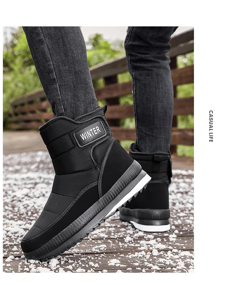 New Men's Winter Boots Warm Plush Snow Boots High Quality Waterproof High-Top Men's Ankle Boots Outdoor Men Hiking Boots Sneaker