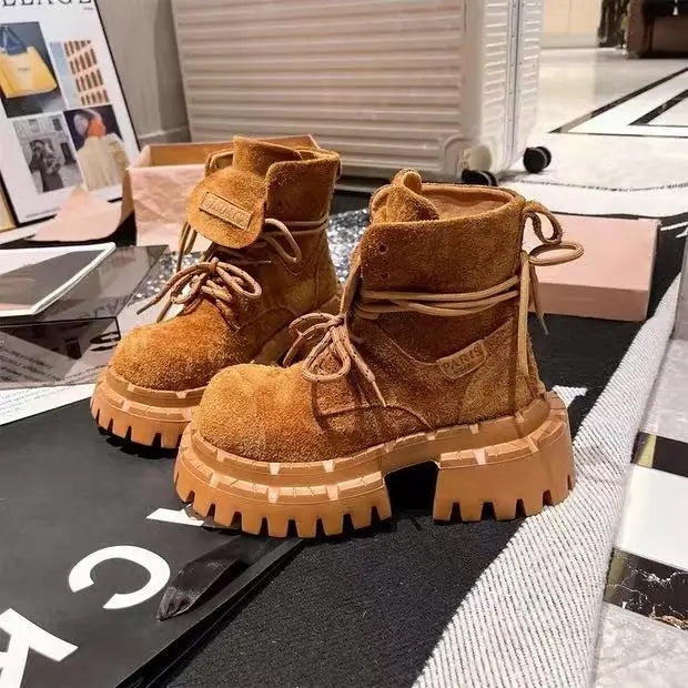 Ankle Boots for Women Designer Flats Platform Shoes Fashion Winter Dress Woman Boots 2025 New Suede Cozy Chelsea Botas De Mujer