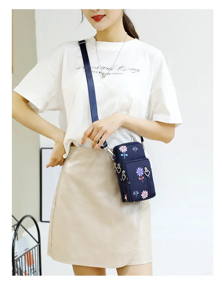 Waterproof Nylon Mobile Phone Versatile Mini Bag Purses Women's Shoulder Cross Body Messenger Bag