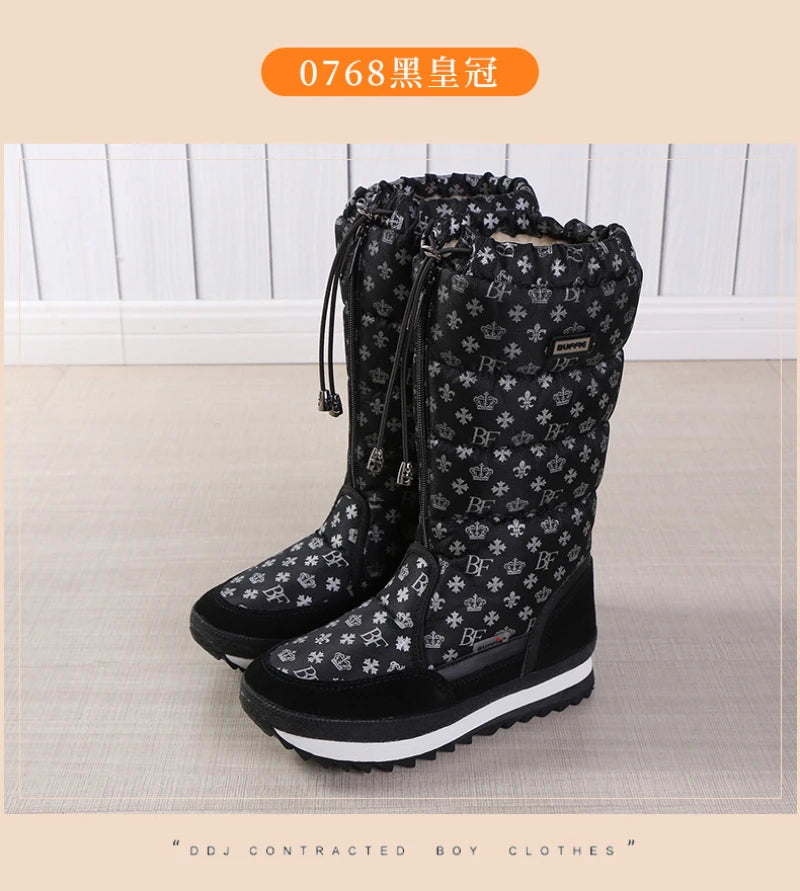 Large-Size Cotton Shoes For Winter Outdoor Thick Warm Cotton Shoes High-Top Snow Boots Winter Wild Plus Velvet Cotton Boots