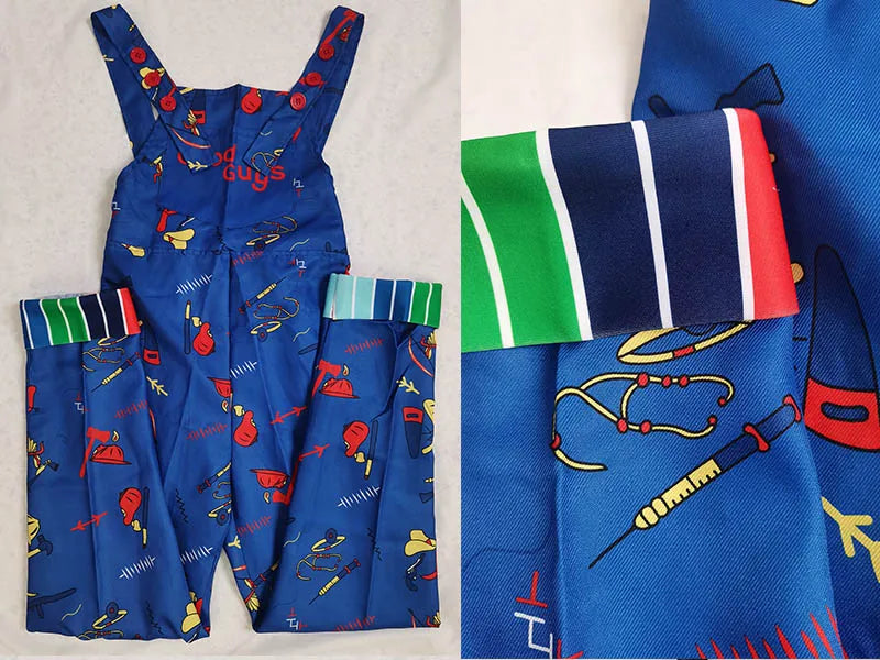 Adult Chucky Cosplay Costume with Striped Shirt and Jumpsuit for Chucky Overalls Halloween Costumes