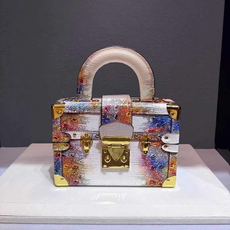 Luxury Brand New Handbag Gradient Color Leather Lizard Pattern Crossbody Box Bags for Women Sac À Main Femme