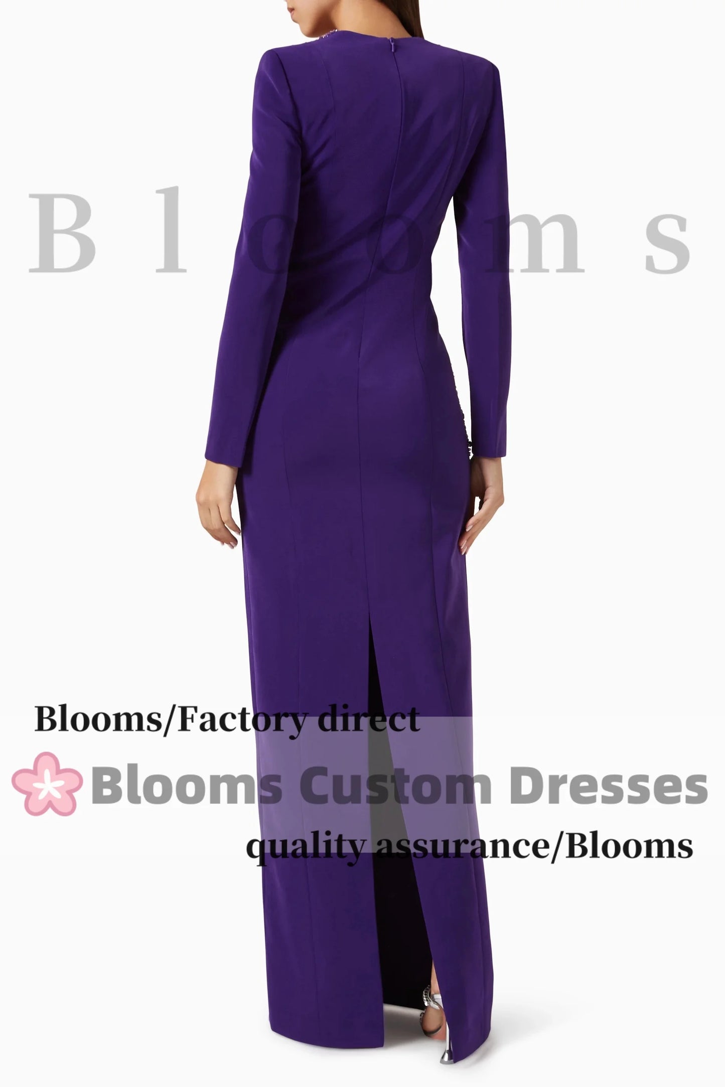 Customized Exquisite Beadings Purple Evening Dresses 2025 Women Wedding Elegant Party Dress Long Sleeves Prom Gown
