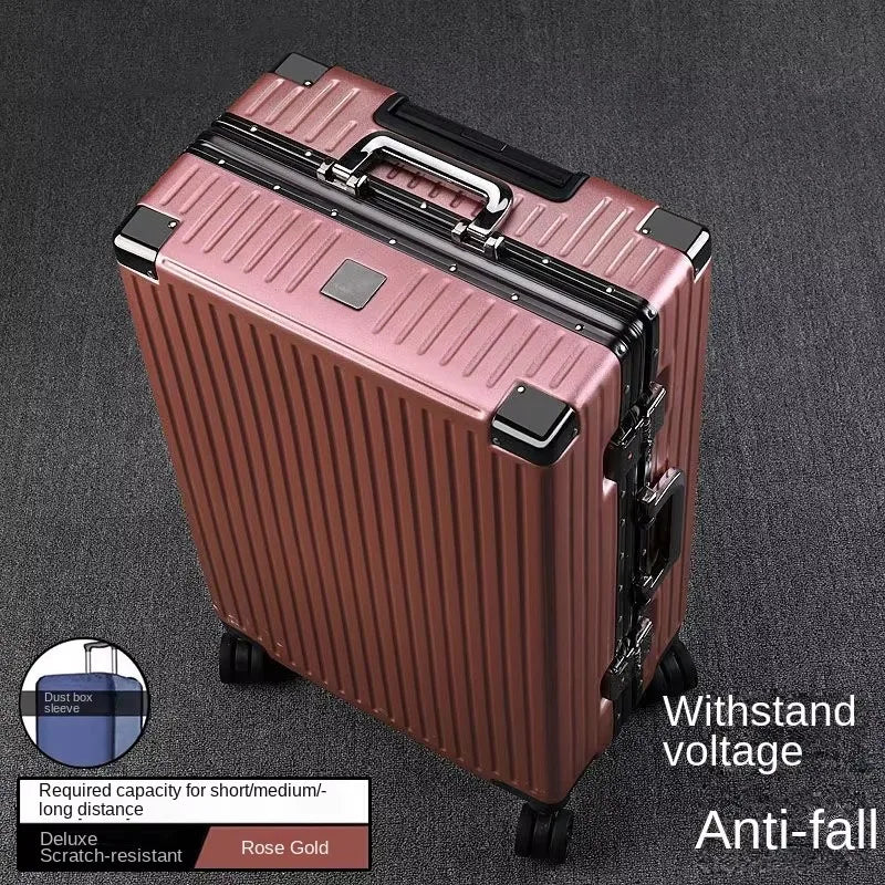 Aluminium Frame Suitcase Large-capacity Trolley Case Strong and Durable Password Cabin Bag Thickened PC suitcase 20/22/24/26/28