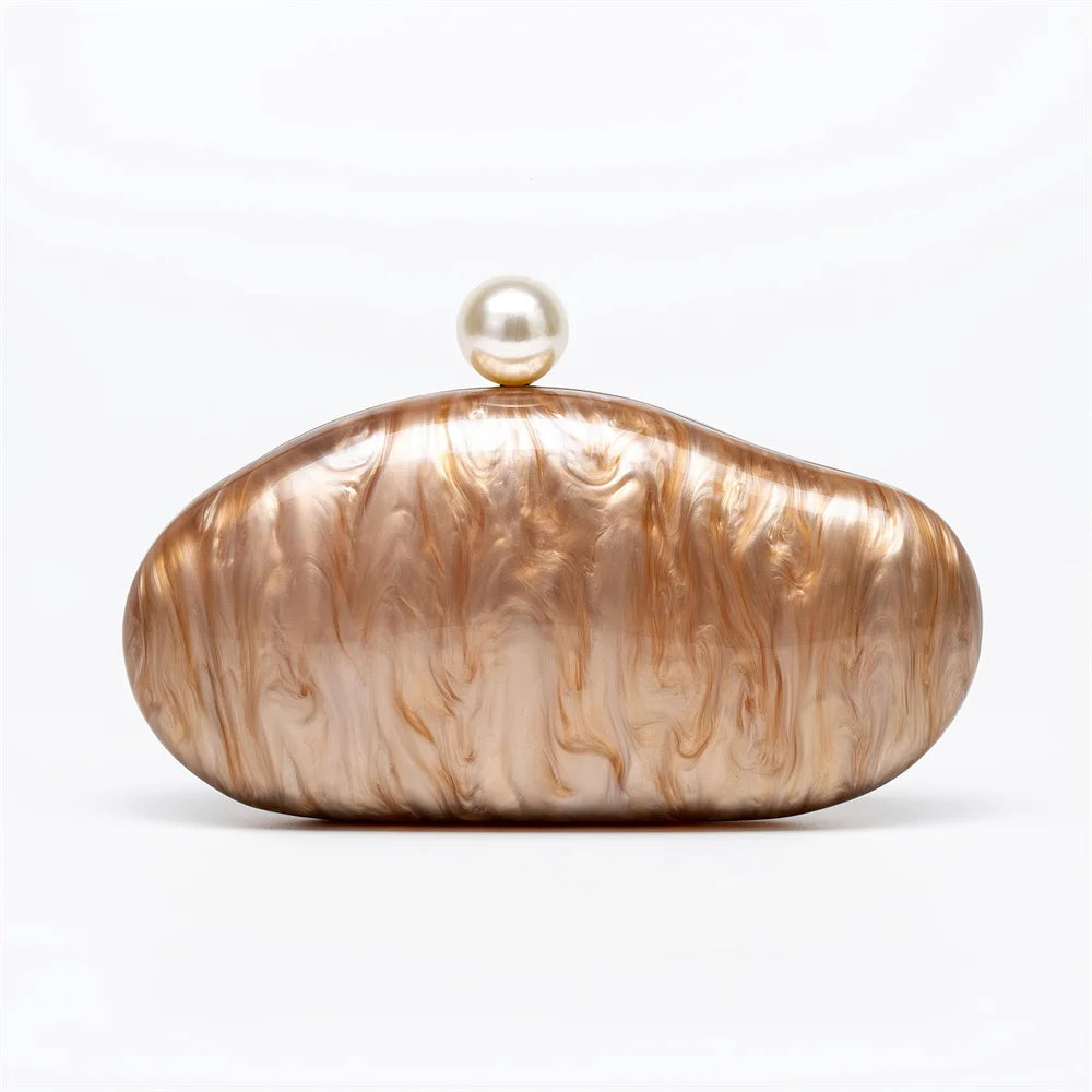 New Pearl Marble Red Green Brown Black Acrylic Box Clutches Evening Bags Women Luxury Designer Purses Bridal Wedding Party Bags