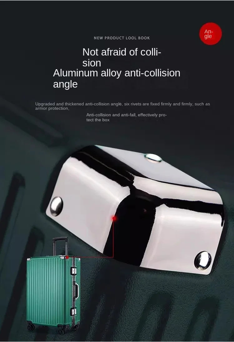Aluminium Frame Suitcase Large-capacity Trolley Case Strong and Durable Password Cabin Bag Thickened PC suitcase 20/22/24/26/28