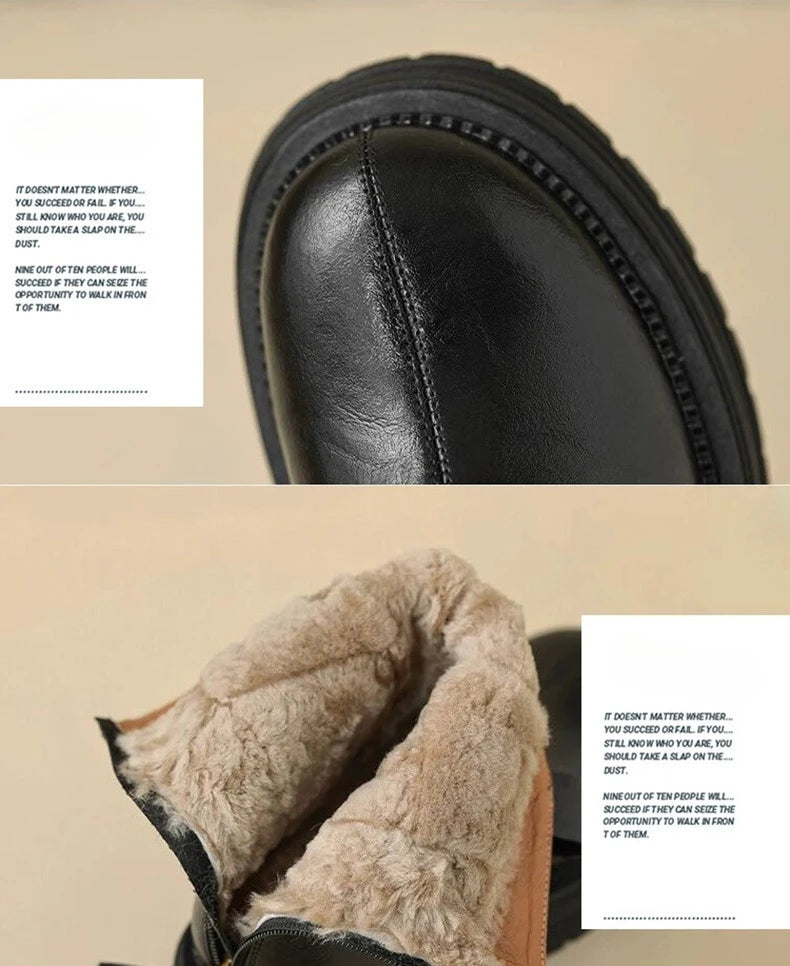 Women Winter Fleece Lined Snow Boots Non Slip Warm Short Boots for Cold Weather