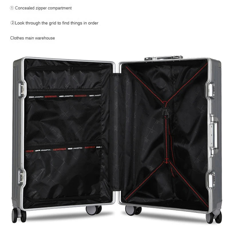 Carrier 28-inch Large-Capacity Suitcase Aluminum Frame Thickened Trolley Case Business Luggage Combination TSA Lock