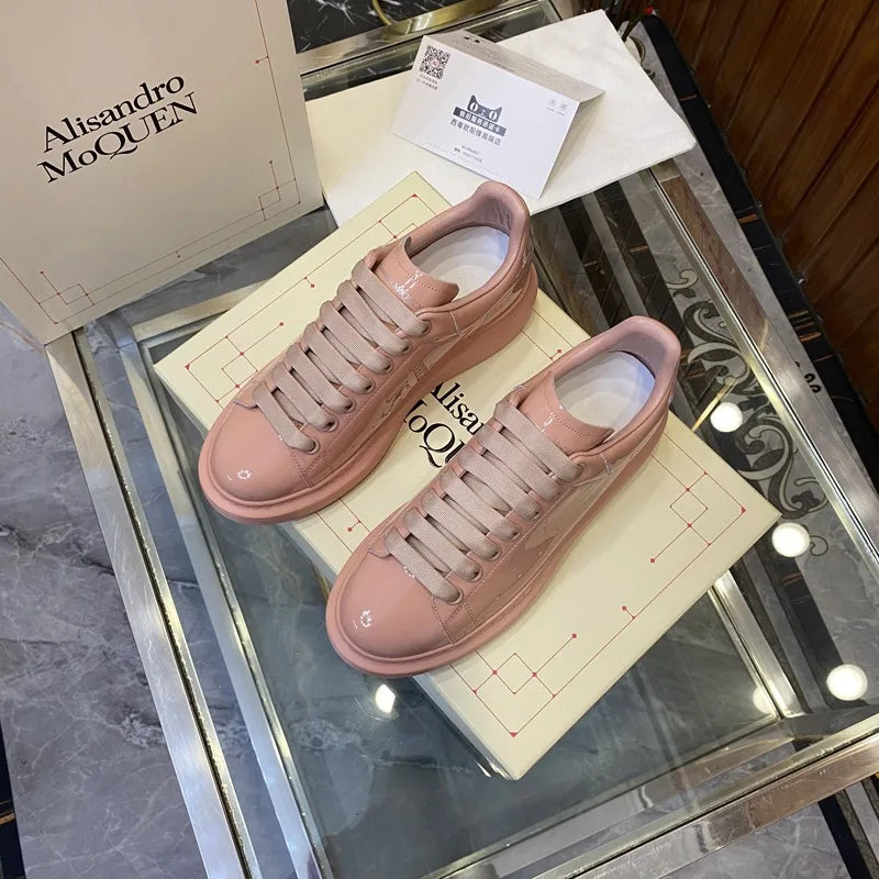 American European Men Casual Shoes Patent Leather Round-toe Platform Loafer Shoes Hip-hop Sports Shoes Outdoor Street Sneakers