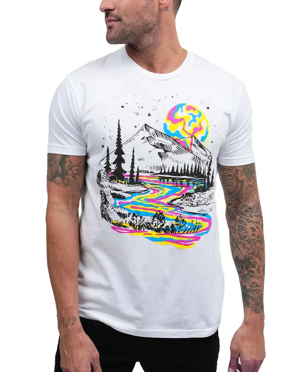 INTO THE AM Graphic Tees for Men S - 4XL Premium Short Sleeve Colorful T-Shirts Trippy Astronaut Designs High Quality 50988