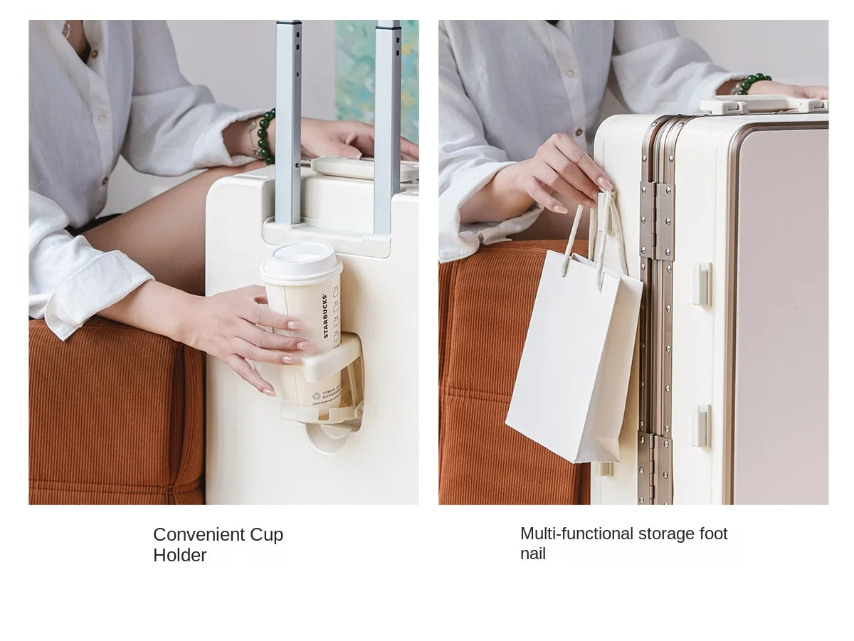 Gilding Aluminum Frame Suitcase Thickened PC Multifunctional 20 inch Boarding box Morandi Color Series 24/ 26 inch Trolley Case