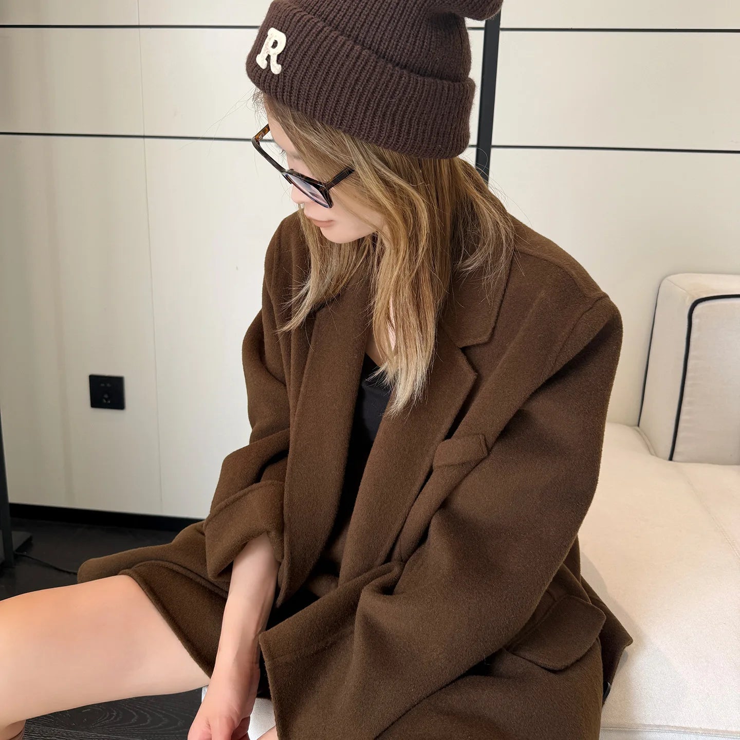 Autumn Winter Double-Sided Cashmere Coat Korean Style Suit Woolen Blazer Women Design Sense Set Korean Fashion Elegant