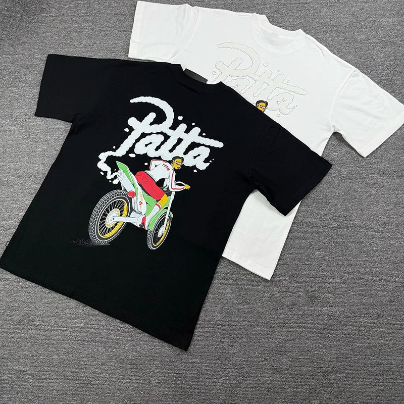 New Arrival Patta Tshirt American Street Style with Palm Tree Star Print Man Short Sleeve Tops