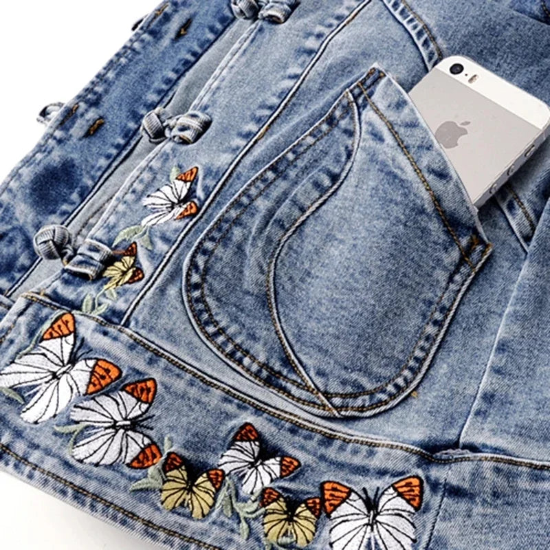 Women 2026 Spring Embroidered  Denim Jacket New Short Jackets Cardigan  Cowboy Coat Basic Jacket  Female Plus Size 3XL