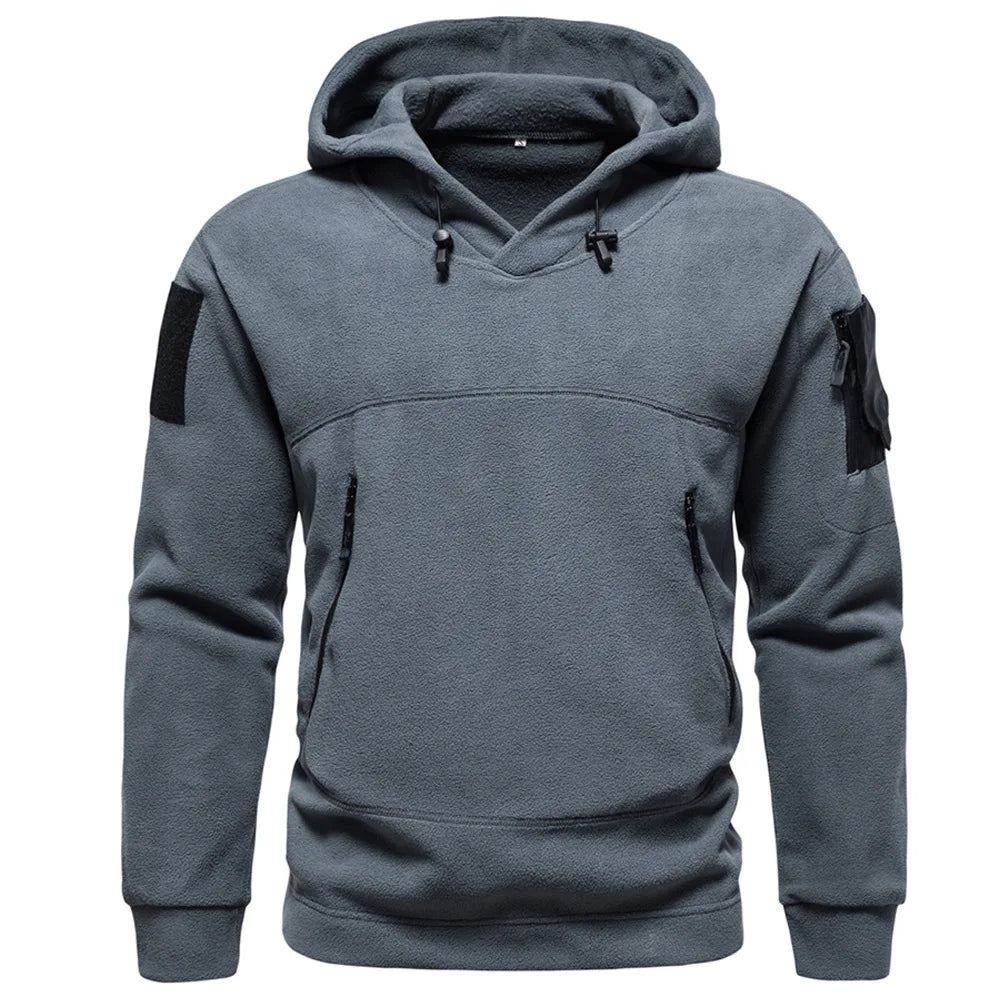 2026 Autumn Spring Fleece Hoodies Men Tactical Sweatshirts Outdoor Thermal Multi-pocket Polar Pullovers Hoodies Man Clothing