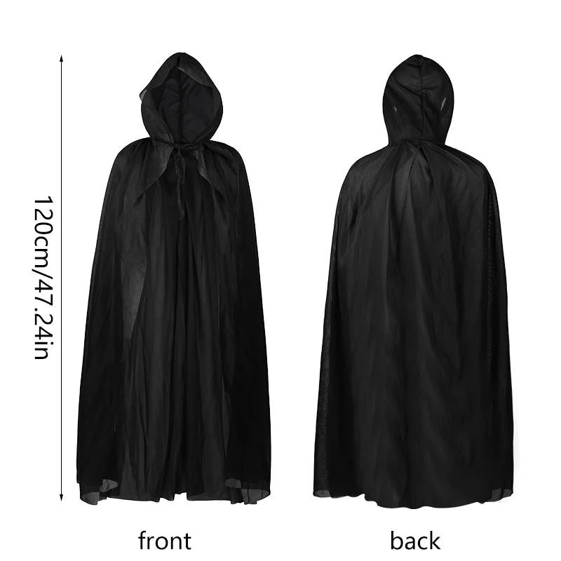 1PC Black Hooded Cloak Set Multiple Styles Halloween Cosplay Cape For Adults & Kids   Halloween Party Supplies