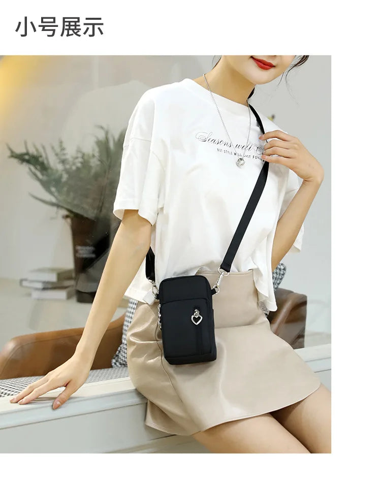 Waterproof Nylon Mobile Phone Versatile Mini Bag Purses Women's Shoulder Cross Body Messenger Bag