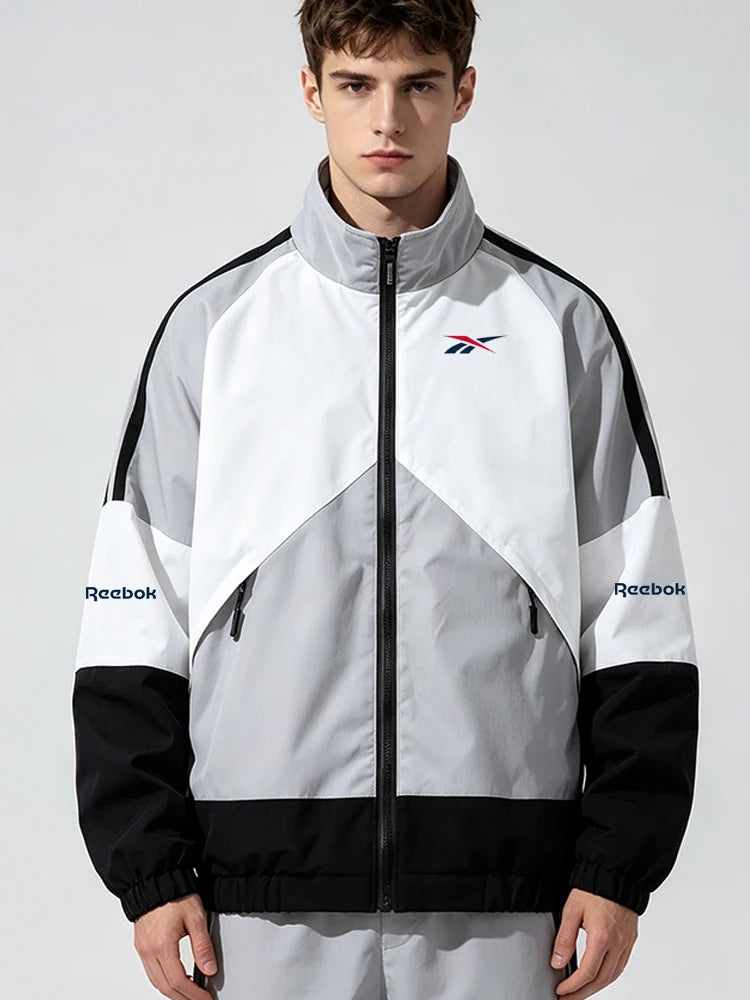 Reebok Men's Windproof Jacket 2026 Hip-Hop Street Style Zipper Jacket Harajuku Lightweight Sport Coat Comfortable and Cool to We