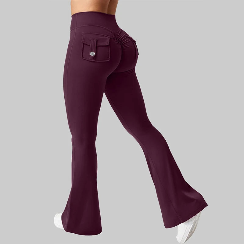 2026 Gym Push Up Impact Leggings Woman Sexy Hip Lifting Running Workout Leggings Women New Pocket Quick-Dry Yoga Flared Leggings