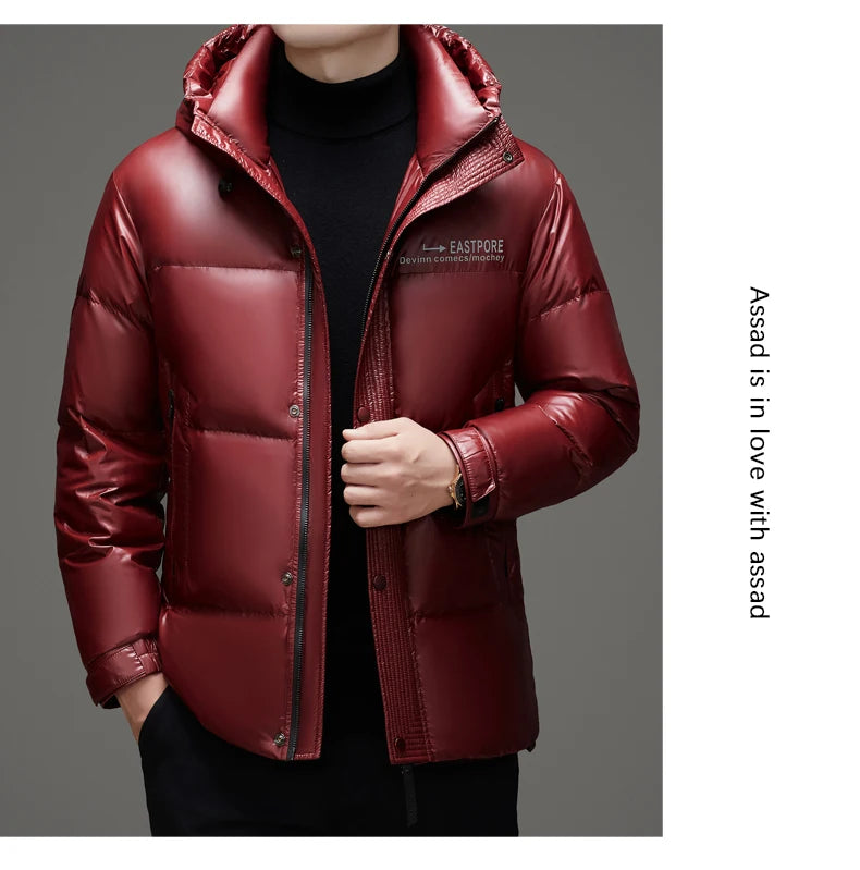 High End Thick Brand Casual Fashion Shiny Men Down Jacket Winter Warm Hooded Designer Parkas Windbreaker Puffer Feather Coats