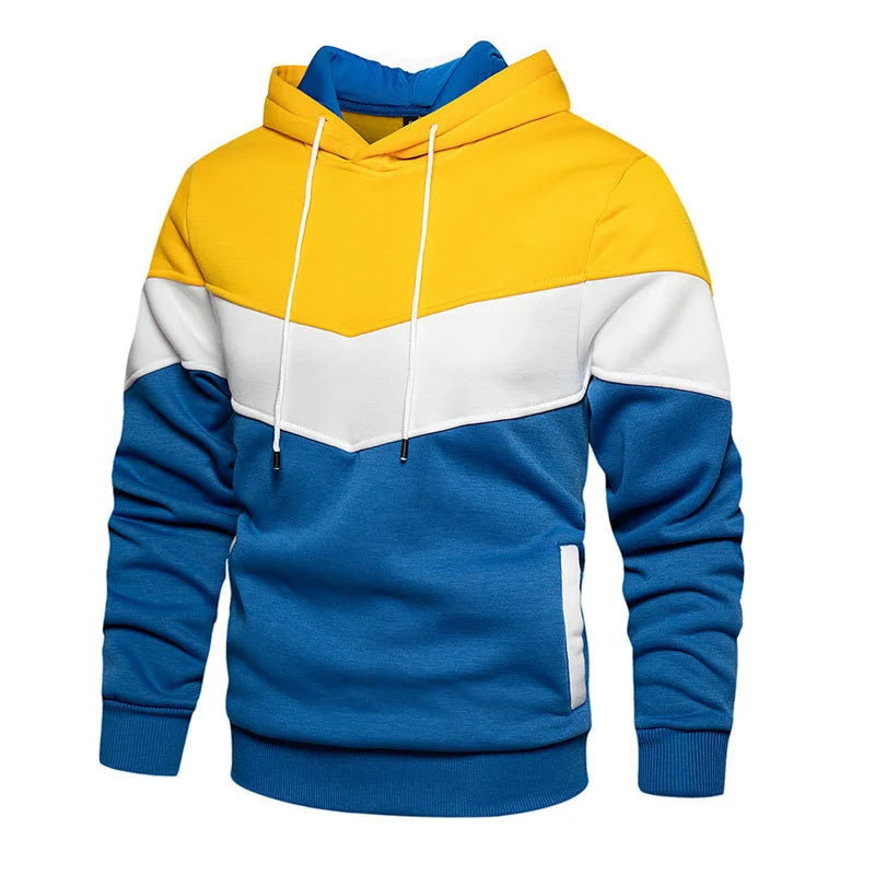 Spring Autumn Fashion splicing Men's Hoodies long sleeve Casual Hoodies Sweatshirts pure color Sweatshirt men tops Pullover