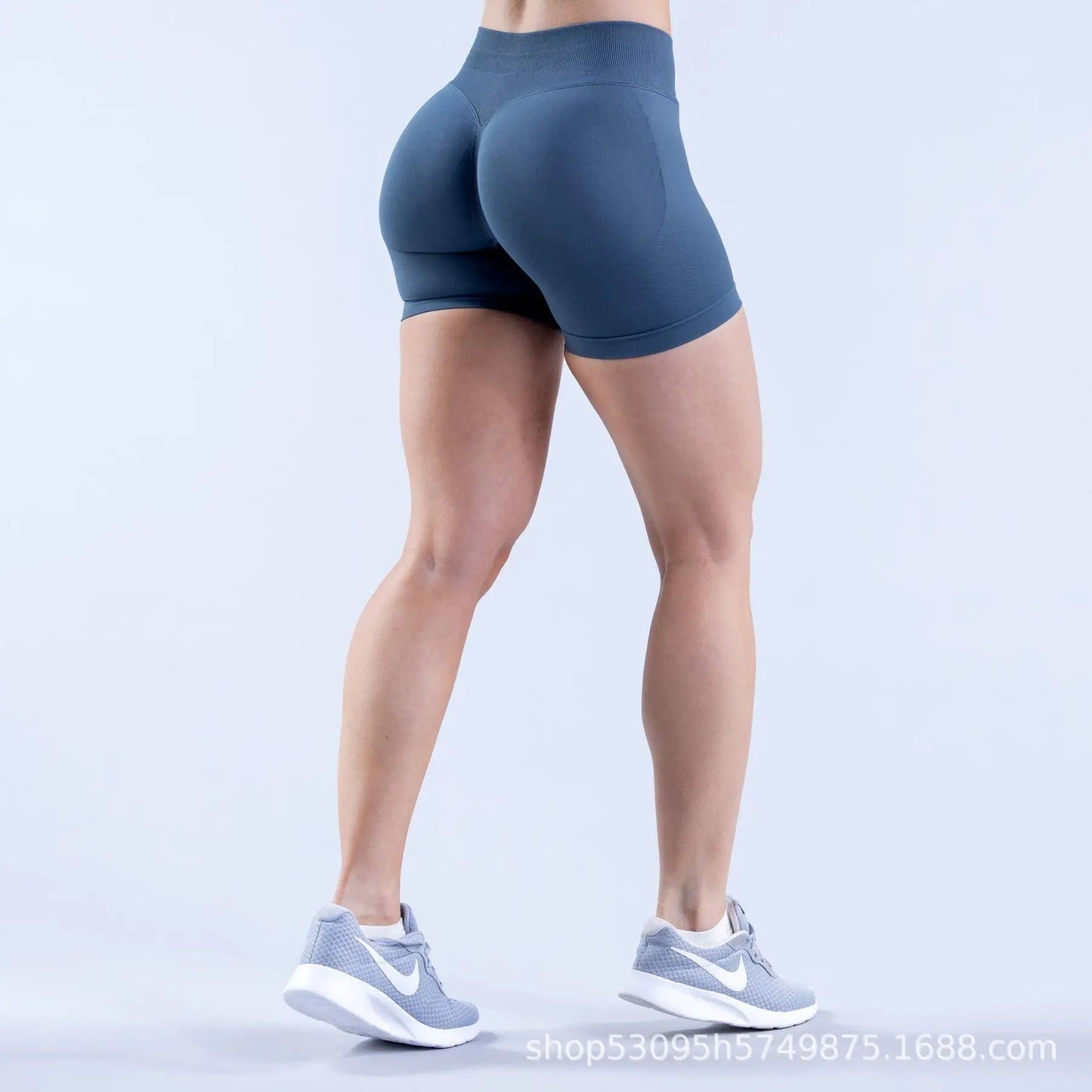 Seamless Women's Gym Yoga Exercise Pants High Waist Peach Hip Solid Color Tight Sexy Shorts Fitness Leggings