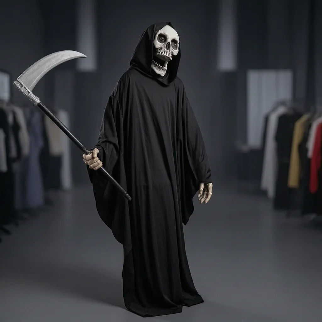 Costume Halloween Cosplay Skeleton Mask Hooded Robe Ghost Cloak Long Shirt For Escape Room Haunted House NPC
