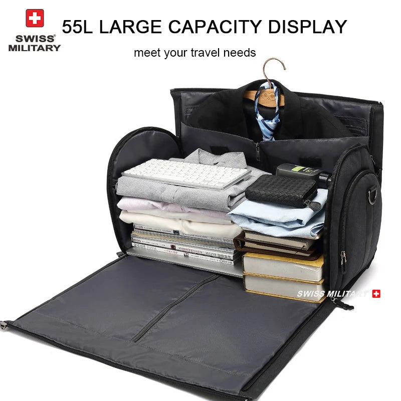SWISS MILITARY New Men's Business Garment Bags Large Multifunctional Foldable Suit Bag with Shoes Bag Gym Bag Shoulder Bags