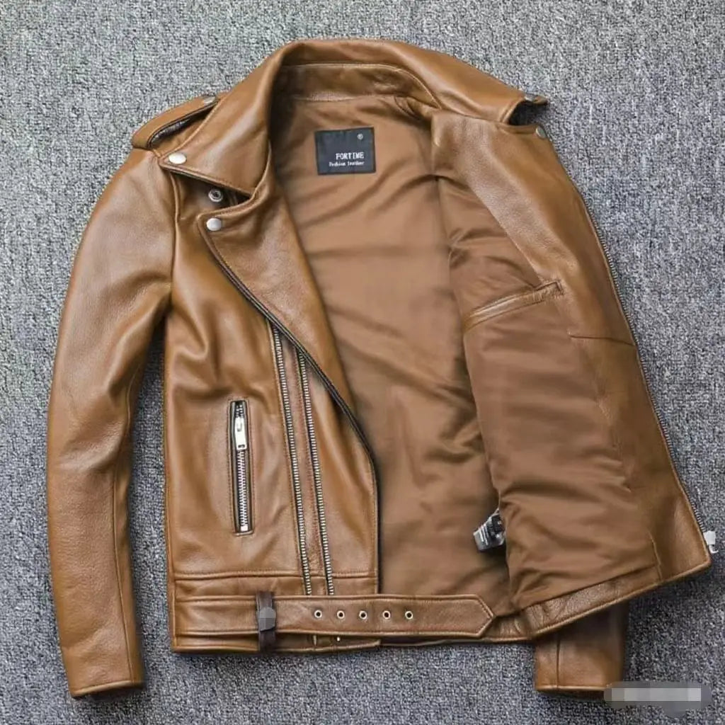 Winter and Autumn Men's Oversized Button-down PU Leather Coat with Multiple Zippers Polo Jacket, with Many Zippers