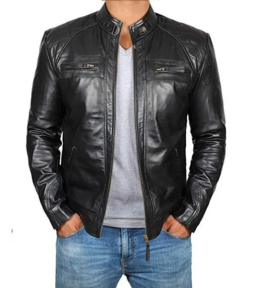 High Quality PU Coat Autumn Leather Jacket Men Slim Casual Moto Biker Stand Collar Solid High Quality Korean Leather Jakcets